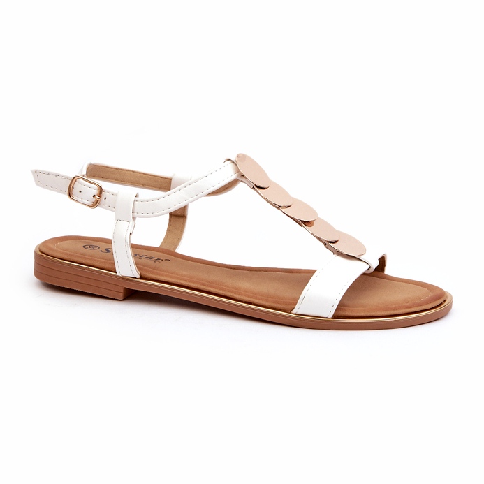 Seastar Sandalias Planas De Mujer Confeccionadas En Piel Ecológica, Blanco