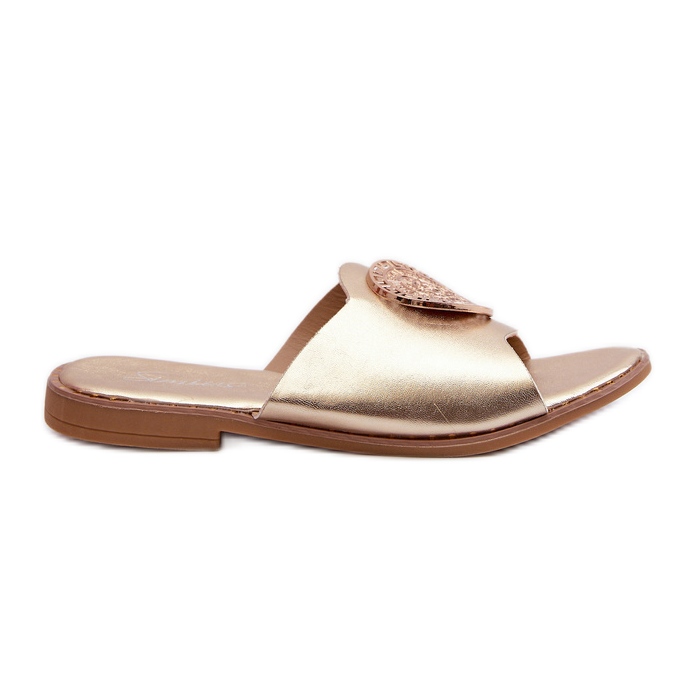 Chanclas de mujer de tacón plano con decoración Rivashea dorada dorado
