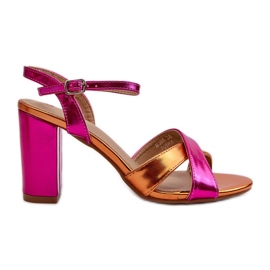 Sandalias Tacón Piel Ecológica Fucsia Abilica rosa