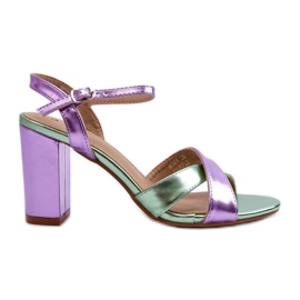 Sandalias Tacón Piel Ecológica, Abilica Morada violeta