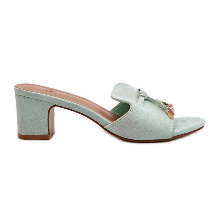 Chanclas De Mujer Con Tacón Alto De Ante Ecológico, Mint Jemenna verde