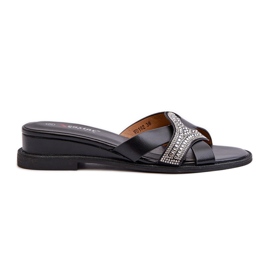 Chanclas de Mujer con Cuña y Adorno, Negro Asysa