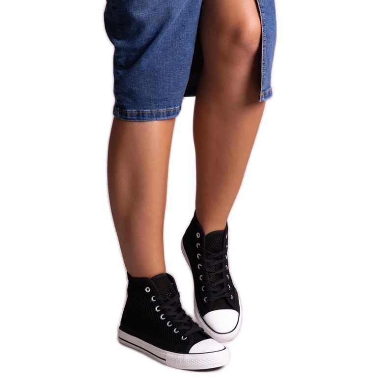 Bez marki Zapatillas altas negras caladas de Shima negro