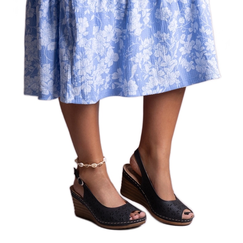 Sandalias cuña Sakna negras negro Sandalias cuña Sakna negras negro