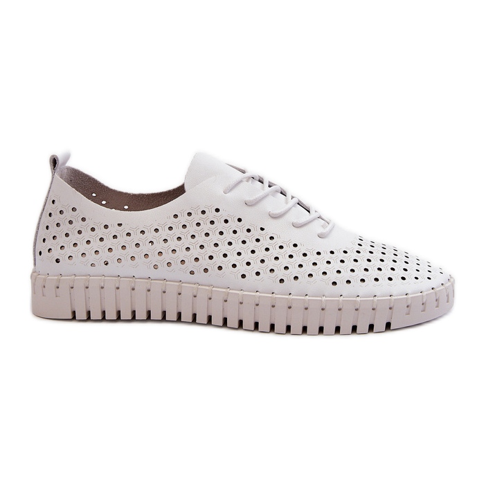 Deportivas Mujer de Piel con Estampado Calado, Blanco Ilvima Deportivas Mujer de Piel con Estampado Calado, Blanco Ilvima