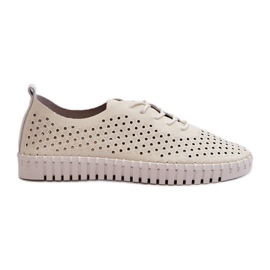 Deportivas Mujer Piel Beige con Estampado Calado Ilvima