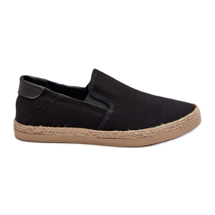 Zapatillas Alpargatas De Hombre Con Trenza, Negro Fenen