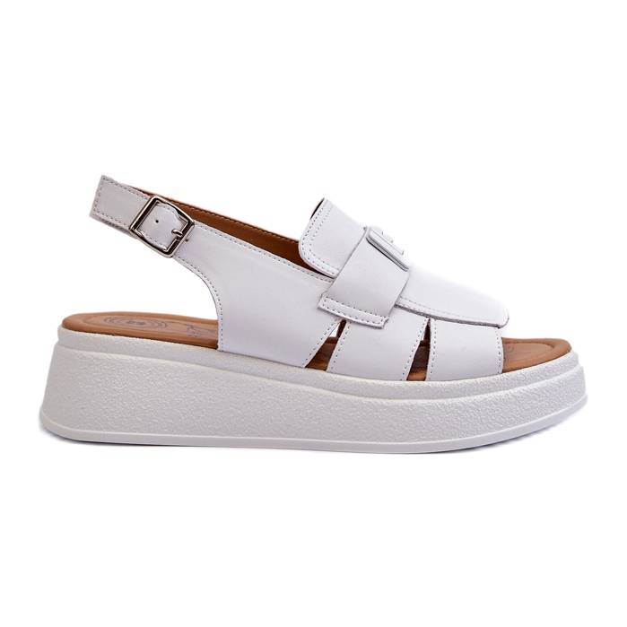 Evento Sandalias Mujer Vivitellia De Piel Blanca Con Plataforma Y Cuña blanco