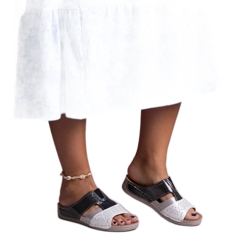 Chanclas Saminar blancas y negras brillantes blanco Chanclas Saminar blancas y negras brillantes blanco