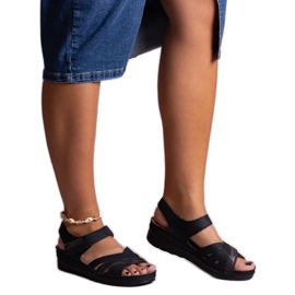 Sandalias cuña baja Areja negro Sandalias cuña baja Areja negro