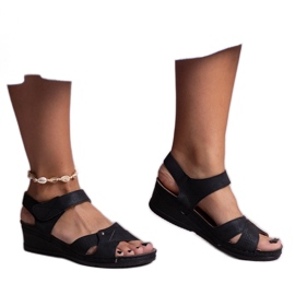 Sandalias cuña baja Kirane negras negro