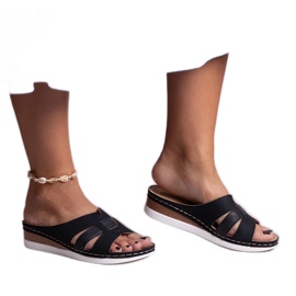 Pantuflas ligeras negras con cuña baja de Mifsuda negro