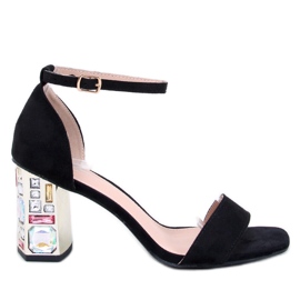 Whitneys Sandalias de tacón negras con piedras negro