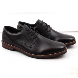 Zapatos de hombre cómodos de piel negros Rieker 13523-00