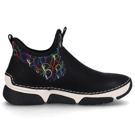 Cómodos botines slip-on de mujer negros Rieker 45957-00