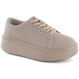 Zapatos de mujer de piel con plataforma, beige oscuro, Sergio Leone SP024