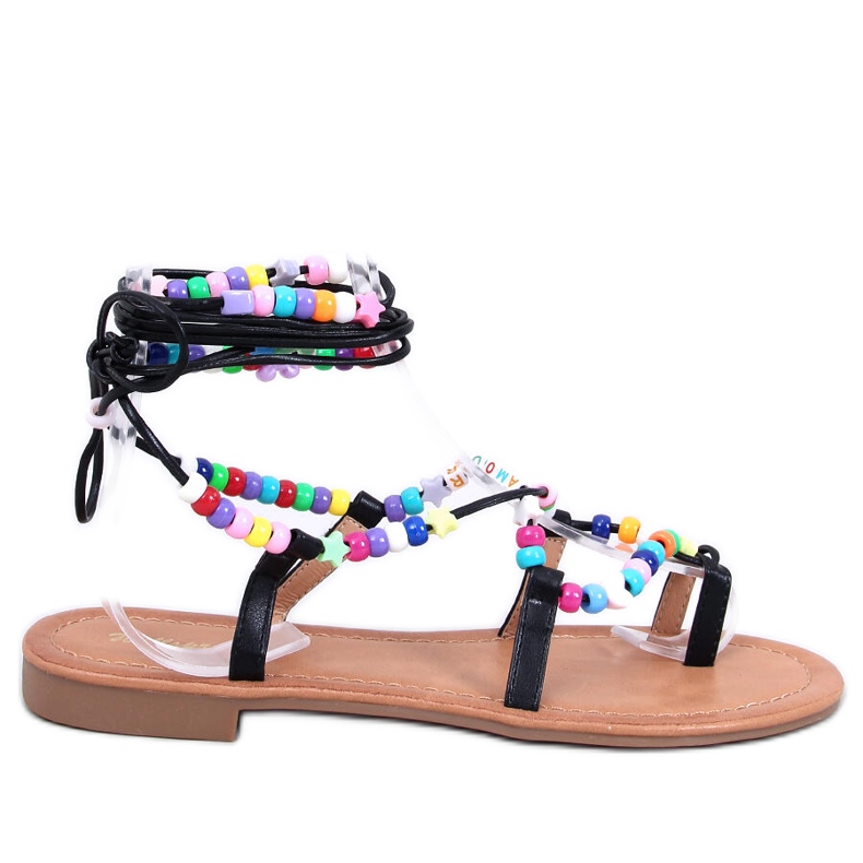 Maios Sandalias romanas negras con abalorios negro