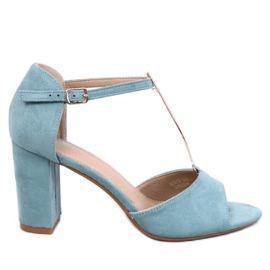 Sandalias de tacón Ferdi Green con decoración dorada azul