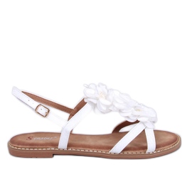 Amaur Sandalias blancas con delicadas flores. blanco