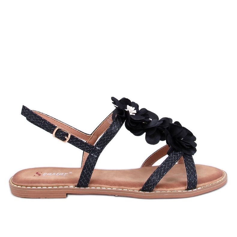 Amaur Sandalias negras con delicadas flores. negro Amaur Sandalias negras con delicadas flores. negro