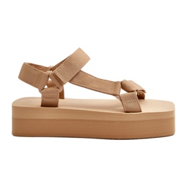 Ideal Shoes Sandalias con Plataforma para Mujer, Beige