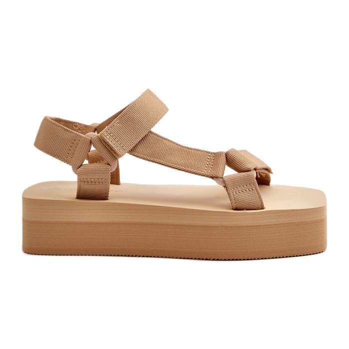 Ideal Shoes Sandalias con Plataforma para Mujer, Beige