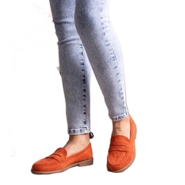 Mocasines Miralona de terciopelo naranja