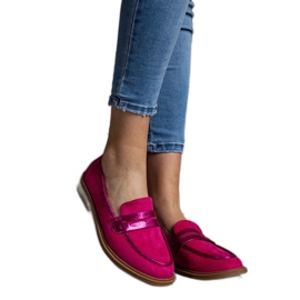 Mocasines de terciopelo rosa con inserciones brillantes de Leonolena rosado