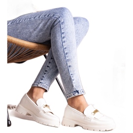 Bez marki Zapatos blancos con hebilla dorada de Anielania