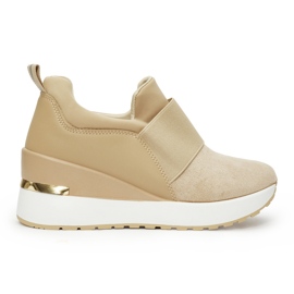 Zapatillas cuña ante beige
