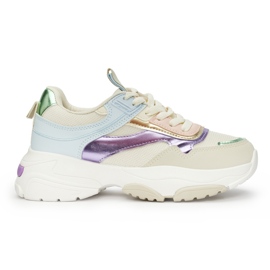 Deportivas de mujer multicolores con suela gruesa. beige