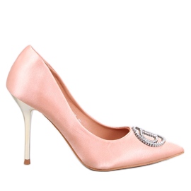 Tacones Malconi Champagne con decoración de cristal rosado