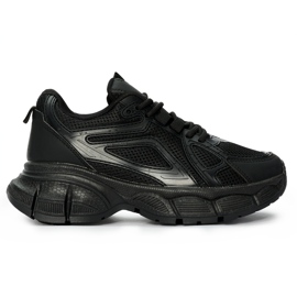 Zapatillas negras con suela gruesa negro