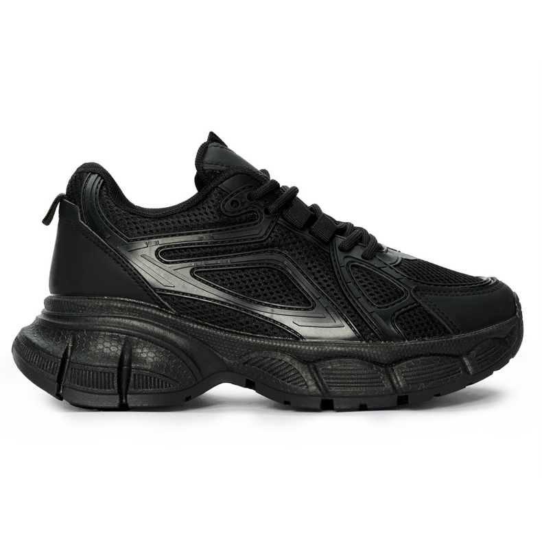Zapatillas negras con suela gruesa negro