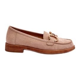 Vinceza Mocasines de mujer de ante beige con decoración dorada Vinceza Mocasines de mujer de ante beige con decoración dorada