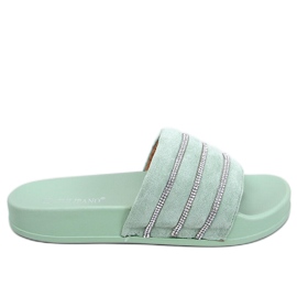 Chanclas Lynne Green con pedrería verde
