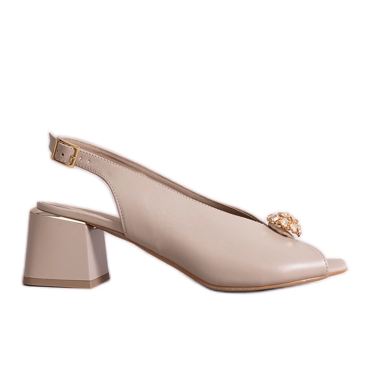 Sandalias tacón piel beige Karino