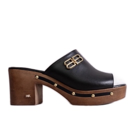 Mules KARINO piel tacón negro