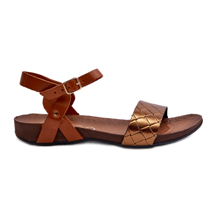 Zazoo 40027 Sandalias Planas Mujer Piel, Cobre marrón