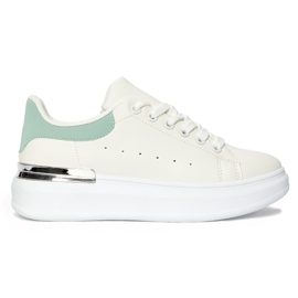 Zapatillas blancas de mujer con elemento verde. blanco