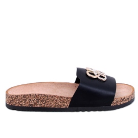 Ibanei Chanclas de corcho negro con pedrería