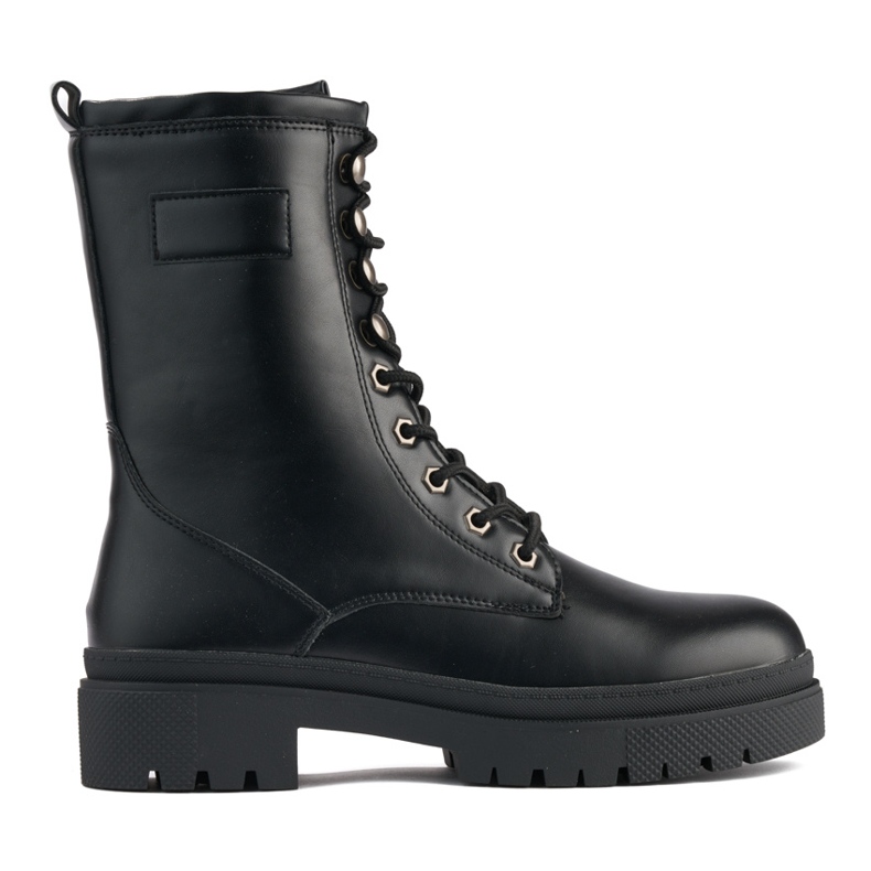 Botas obreras negras con cordones para mujer. negro Botas obreras negras con cordones para mujer. negro