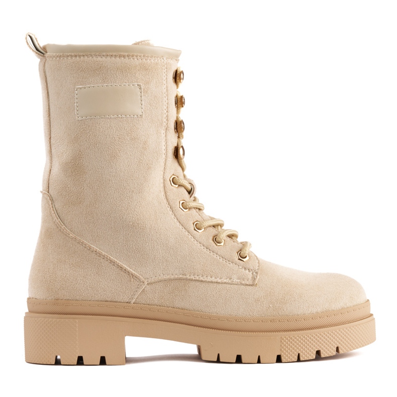 Botines de mujer con cordones beige