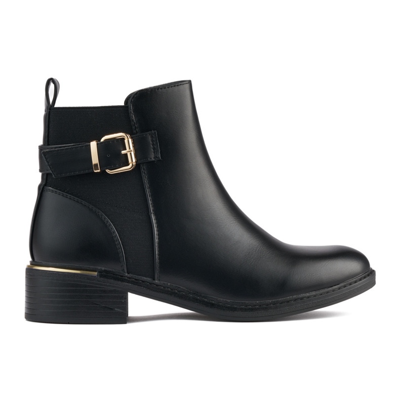 Botines negros clásicos de mujer con hebilla.