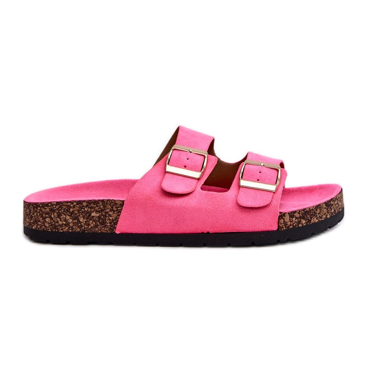 Chanclas sin cordones para mujer con suela de corcho, rosa neón, Cortina rosado