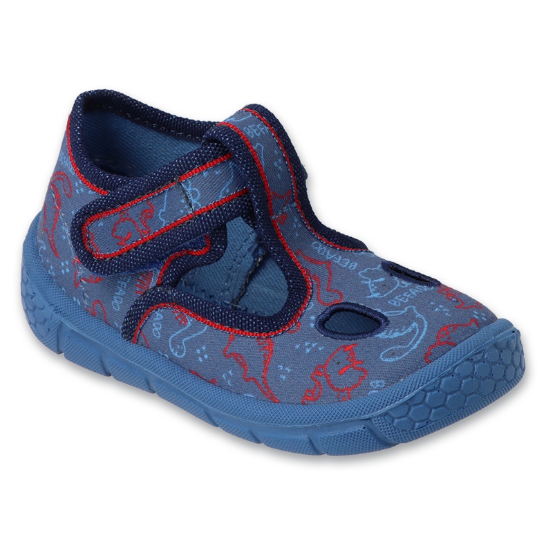 Pantuflas infantiles befado con velcro, bajo elástico 630P016 azul