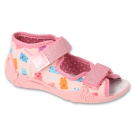 Pantuflas infantiles befado con aplicación de piel 342P063 rosa rosado
