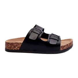 Evento Chanclas de Mujer con Plataforma de Corcho y Hebillas, Negro Klinesta