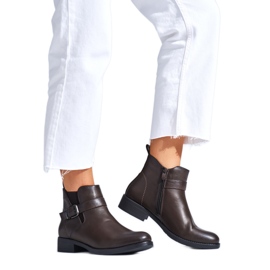 Botines de mujer marrones con tacón plano marrón