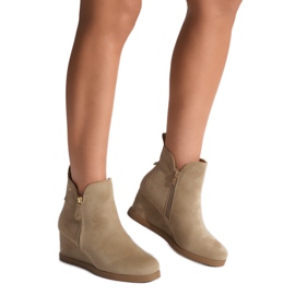 Botas cuña mujer beige
